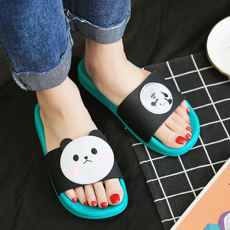 Новинка Сезон лето Kawaii Яркие женские шлепанцы на плоской подошве Женские