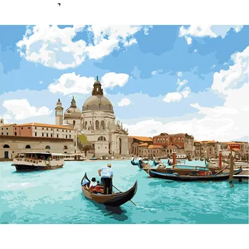 

Lake Boating Paintings By Numbers DIY Pictures Oil Coloring By Numbers Set Gift Drawing By Numbers Canvas Decor New Arrivals