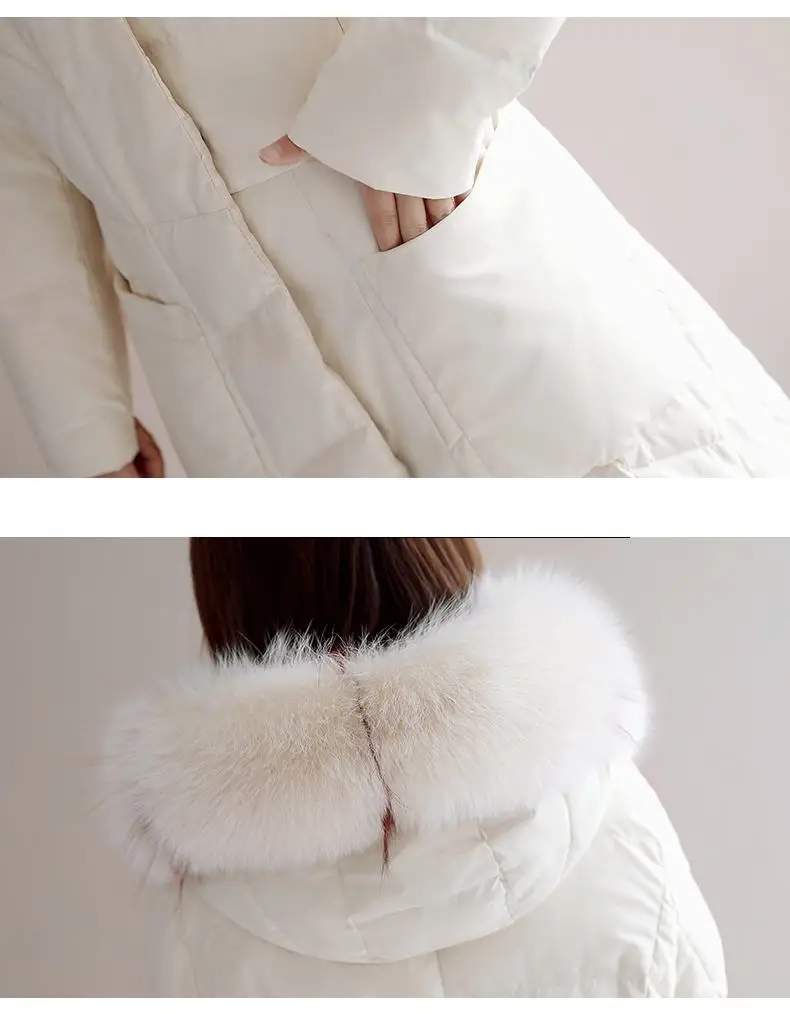 Winter Women New Fashion Cotton Padded Coat Female Faux Fur Collar Slim X-Long Wadded Jacket Cotton Puffer Long Parkas Z19