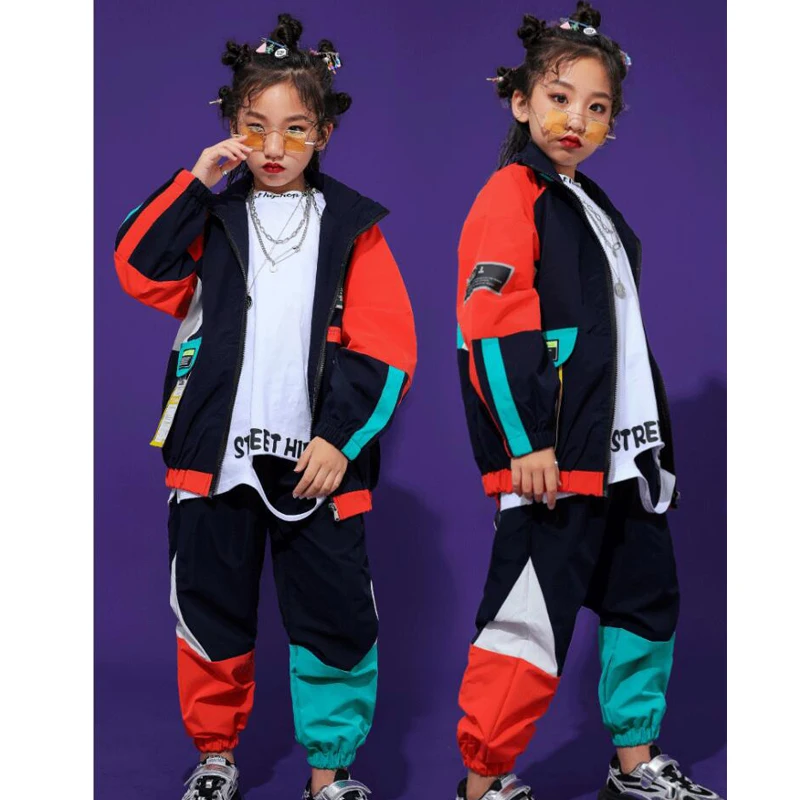 Kid Fashion Hip Hop Clothing Top Pullover Pocket Running Casual Pants for Girls Boys Jazz Dance Costume Clothes,girl dance costume,children costumes