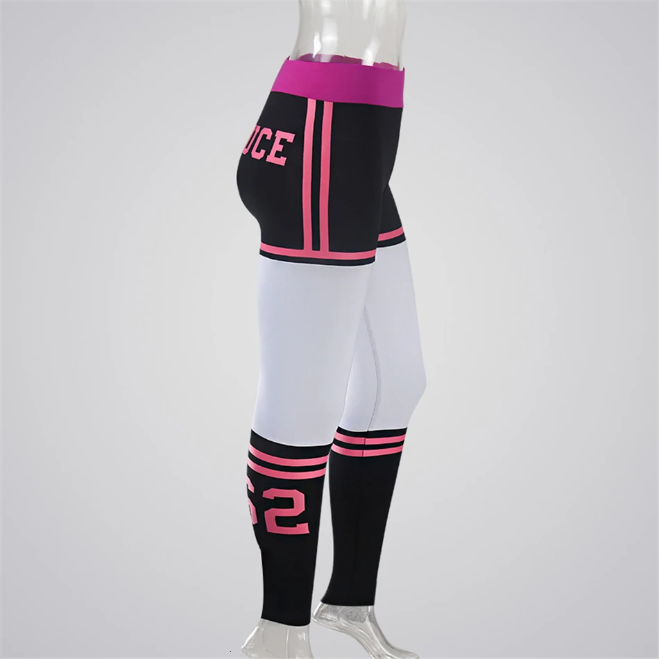 Эластичные Спортивные Леггинсы для фитнеса с высокой талией, женские полосатые леггинсы с буквенным принтом, обтягивающие леггинсы для тренировок, женская спортивная одежда, штаны