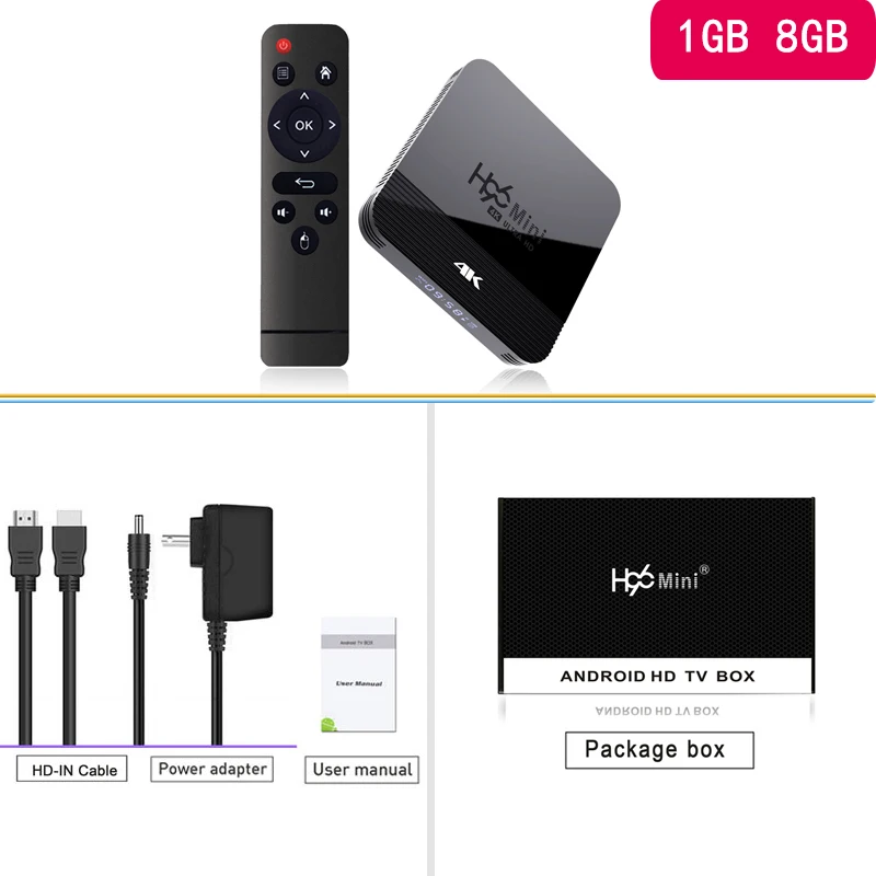 1G 8G Android 9.0 TV Box H96 Mini H8 RK3228A 1G 8G 2G 16G H.265 2.4G 5G Wifi Google Player Youtube 4K 1080P Set Top Box - Цвет: 1G 8G