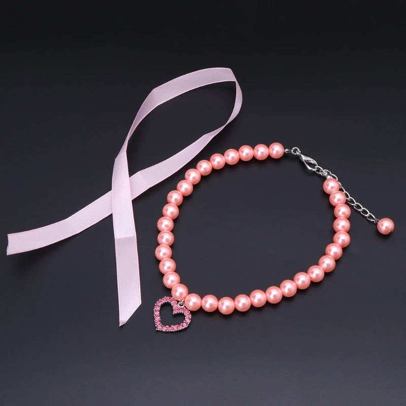 Ошейник для домашних животных жемчужное ожерелье Собака Щенок бант для кошек настраиваемая идентификация