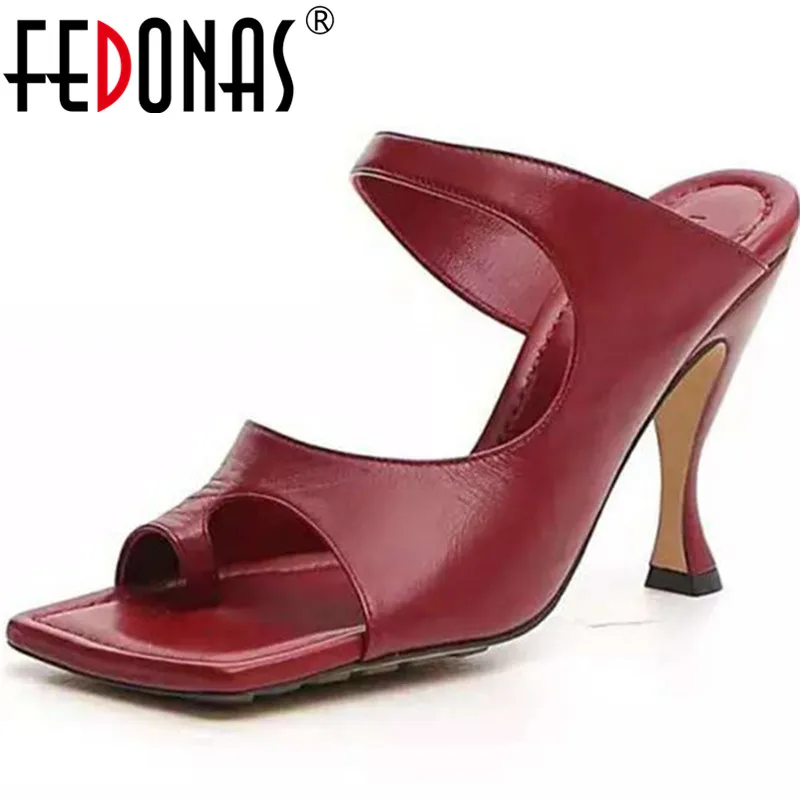 

FEDONAS Newest Sexy Genuine Leather Women Pumps High Heels Sandals Elegant Peep Toe Slippers Summer Wedding Casual Shoes Woman