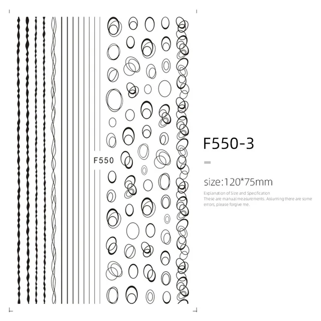 HNUIX Nail stickers circle silver gold geometry hollow 3D sticker art nail sticker sticker slider stickers star moon F550black