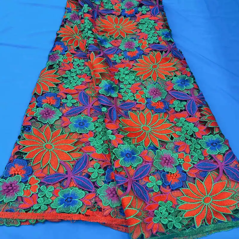 Мягкие 5 ярдов последние бисерные гипюровые кружевные ткани Высокое качество Африканский шнур кружева с камнями нигерийские кружевные ткани QG456 - Цвет: 10