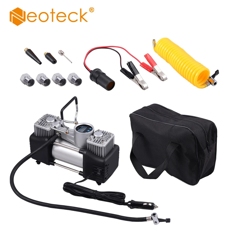 

Neoteck Portable Air Compressor Pump 12V Digital Tire Inflator 100 PSI with Adapter for Car Truck Bikes RV Sport Ball Inflatable