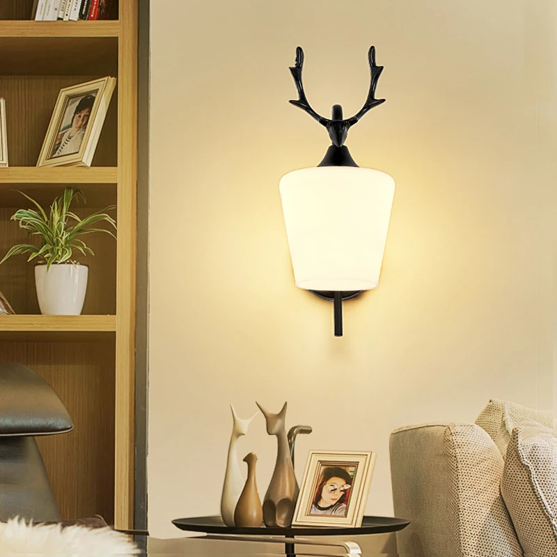 Modern Nordic Antler Wall Lamp Glass Retro Wall Light Bedroom Bedside Restaurant Aisle Corridor Indoor Wall light AC85-265V