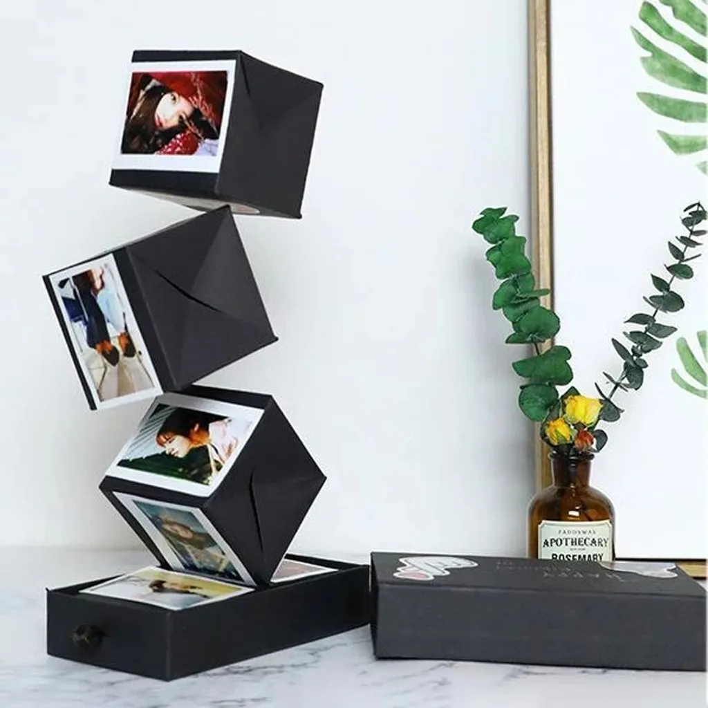 Креативный сюрприз черная подпрыгивающая Подарочная коробка DIY альбом подарок на день рождения свадьбу юбилей скрапбук DIY Фото Альбом для хранения подарочная коробка