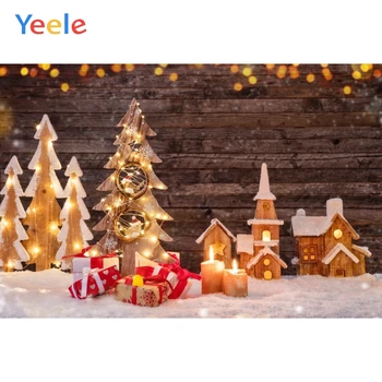 

Yeele Christmas Winter Snow Wood Bokeh Lights House Photography Backdrops Personalized Photographic Backgrounds For Photo Studio