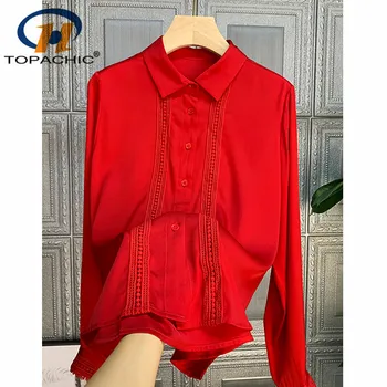

12.17 Silk Shirt Women Personality Design Long sleeve New Fashion long sleeve Solid Turn-down collar Blouses