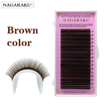 

NAGARAKU Brown Eyelash Extension Maquillaje Makeup Individual Eyelashes High Quality Soft Natural Synthetic Mink 16 Lines