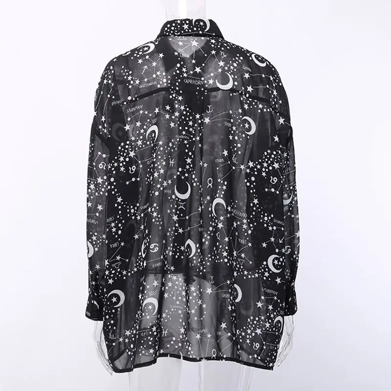 Rosetic женская блузка Готический шифон Blusas Mujer De Moda Женские топы и блузки черного цвета