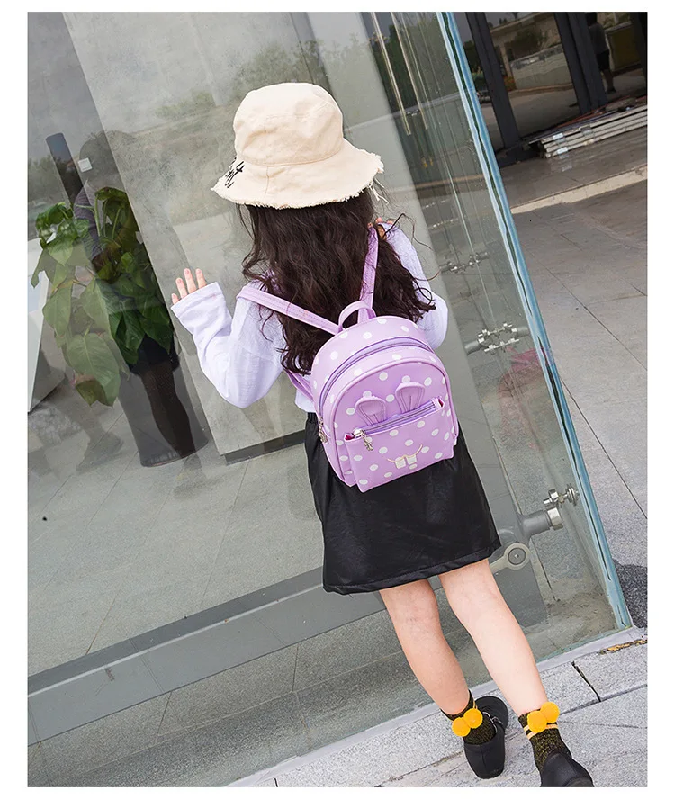 Детский 3D рюкзак в горошек с кроликом для девочек; mochilas escolares infantis; детские школьные сумки; милый ранец; школьные рюкзаки; детская сумка