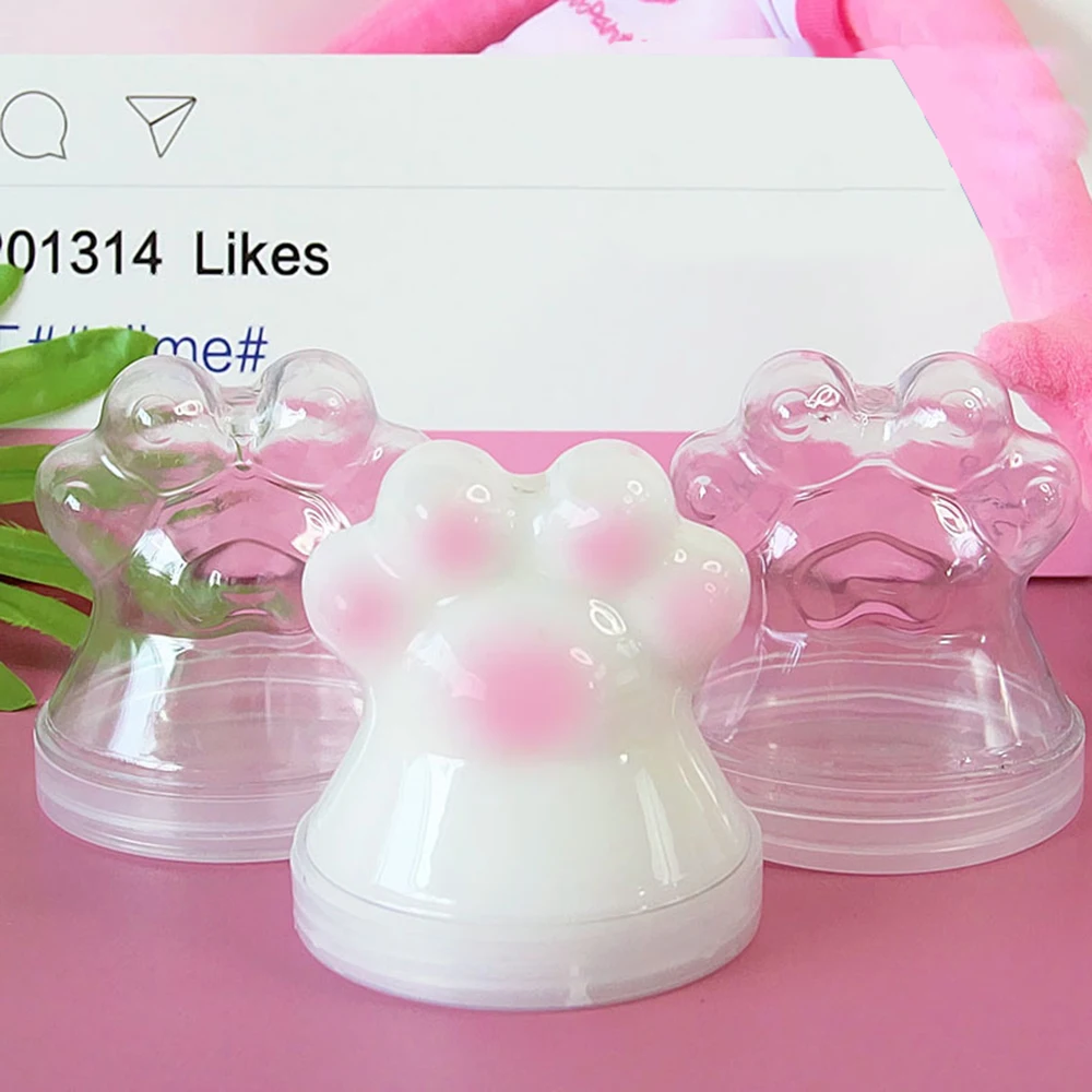 

1 Pcs Cute Cat Claw 200ml Slime Box Plastic Slime Container Transparent Storage PP Box for Fluffy Cloud Clear Slime Clay