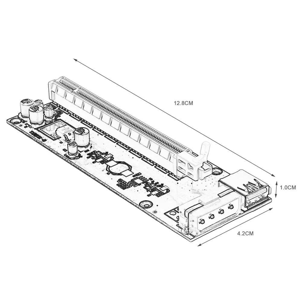 Мини PCI-E Express PCI-E Riser Card 1x до 16x с SATA 4-контактный кабель USB 3,0 для Bitcoin Miner BTC машина