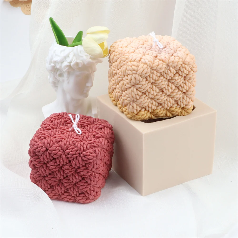 

Woven Square Candle Mold Silicone Rubik's Cube Plaster Mould DIY Aromatherapy Geometric Resin Tool Hometchen Decorations