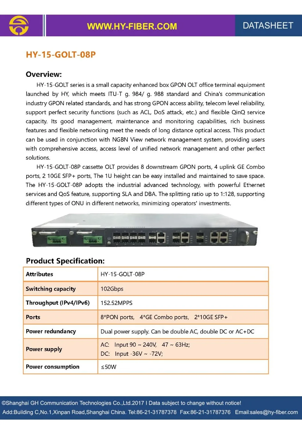 GPON OLT 8PON 4GE Combo HY-15-GOLT-08P_ (2)