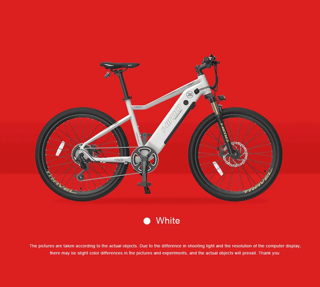 26 дюймов Электрический горный велосипед mi himo c26 ebike off-raod Электрический велосипед 48 в Скрытая литиевая батарея диапазон 40-80 км Гибридный ebike - Цвет: White