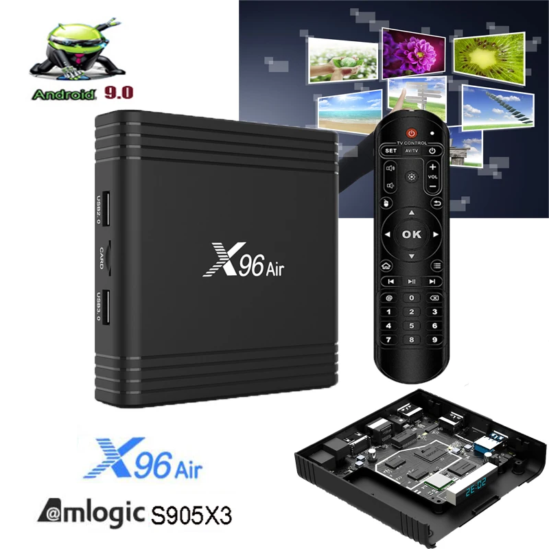S905x3 smart Android9.0 ТВ-приставка HD 1080P 64GB rom 2,4G/5G WiFi Netflix поддержка Youtube Испания iptv m3u подписка ТВ-приставка X96 Air
