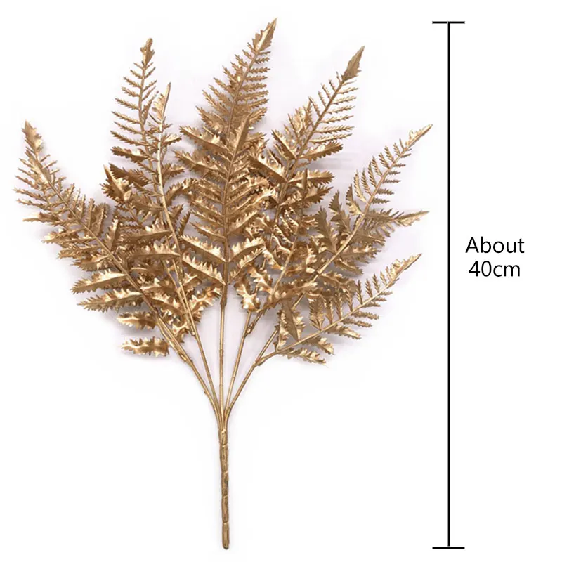 Artificial Plant Gold Silver Leaves Christmas Wedding Decorative Fake Plant Flower Floral DIY Accessories Bedroom Decor