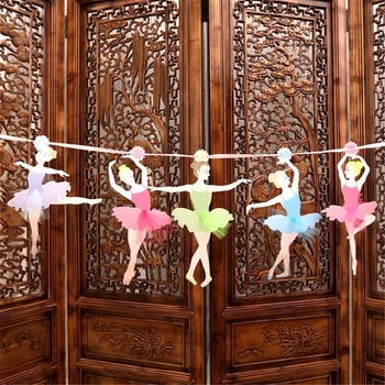 

Birthday Party Home Decoration Ballet Dancer Paper Garland Girl Hanging Banner BuntingKids Birthday Party Paper Banners flag