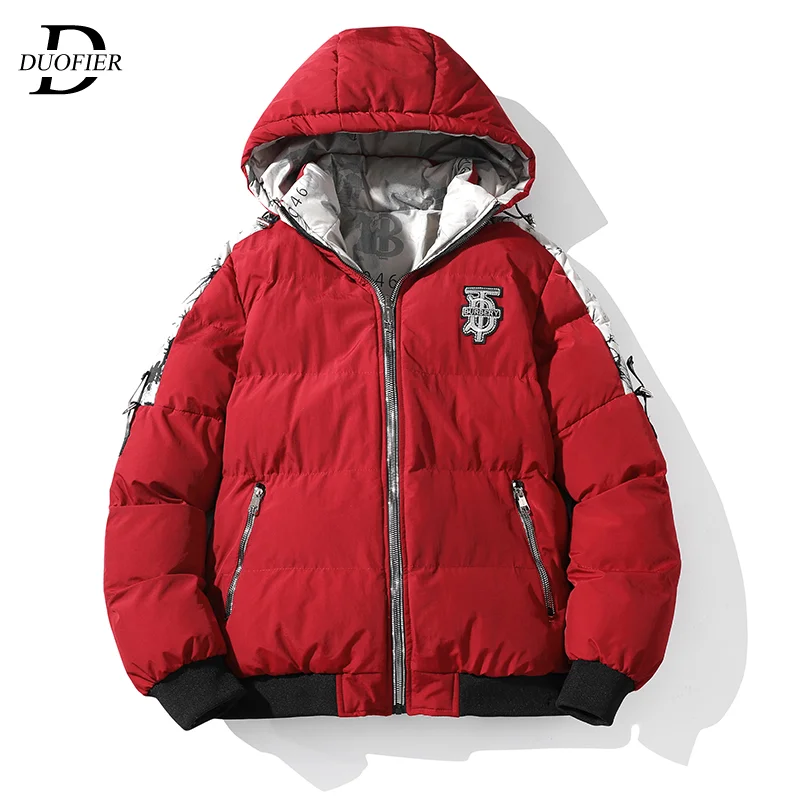

Detachable Hat Parkas Coat Men Fashion Double-sided Wear Men's Down Cotton Clothing Casual Hooded Padded Mens Parka Jackets New