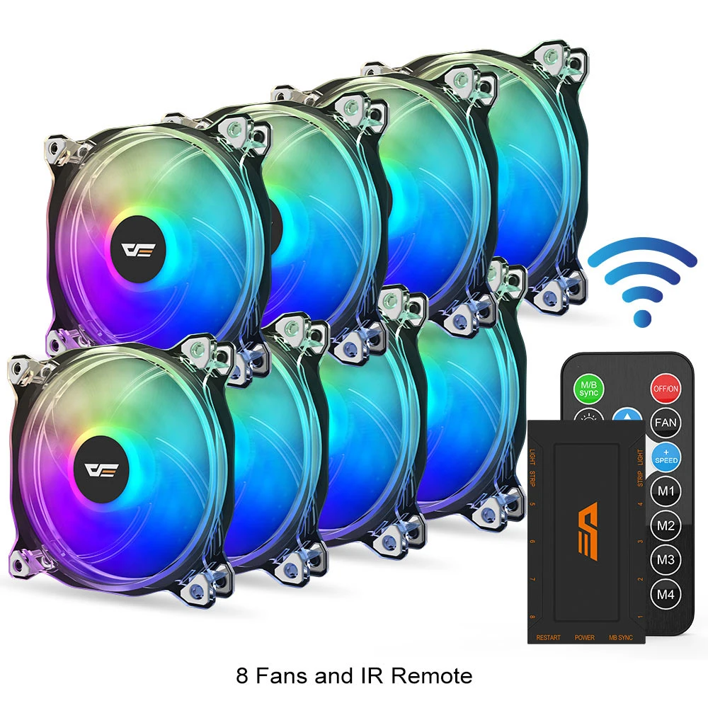 8fan and controller Чехол для ПК Darkflash вентилятор для компьютера 120 мм вентилятор прозрачная рамка тихий+ удаленное охлаждение Охладитель центрального процессора ASUS AURA синхронизация RGB Корпус Вентилятор CF8 - Цвет лезвия: 8fan and controller