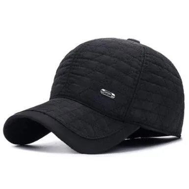SHALUOTAOTAO Snapback Мужская кепка, зимняя, регулируемый размер, хлопковая бейсболка s, модная, защита ушей, тепловая, для отдыха, спортивная шапка - Цвет: Black
