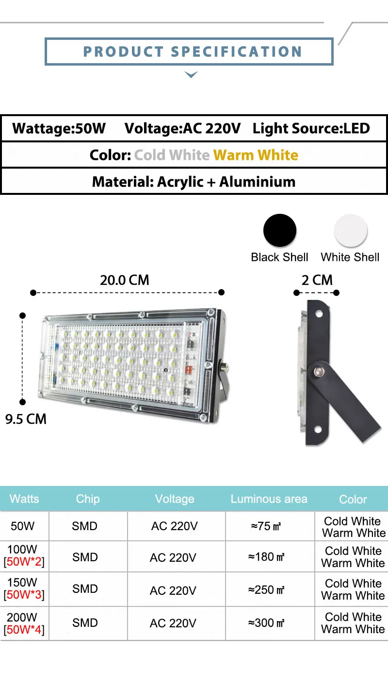 2 шт. светодиодный прожектор светильник 50W RGB led наружные прожекторы светодиодные лампы AC 220V 240V COB чип светодиодный уличный фонарь водонепроницаемый IP65 открытый светильник инж
