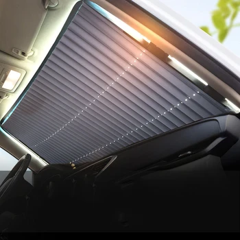 

Car Sunscreen Insulation Sunshade Automatic Retractable Folding Front Windshield Visor Curtain Blackout Curtain Light Barrier
