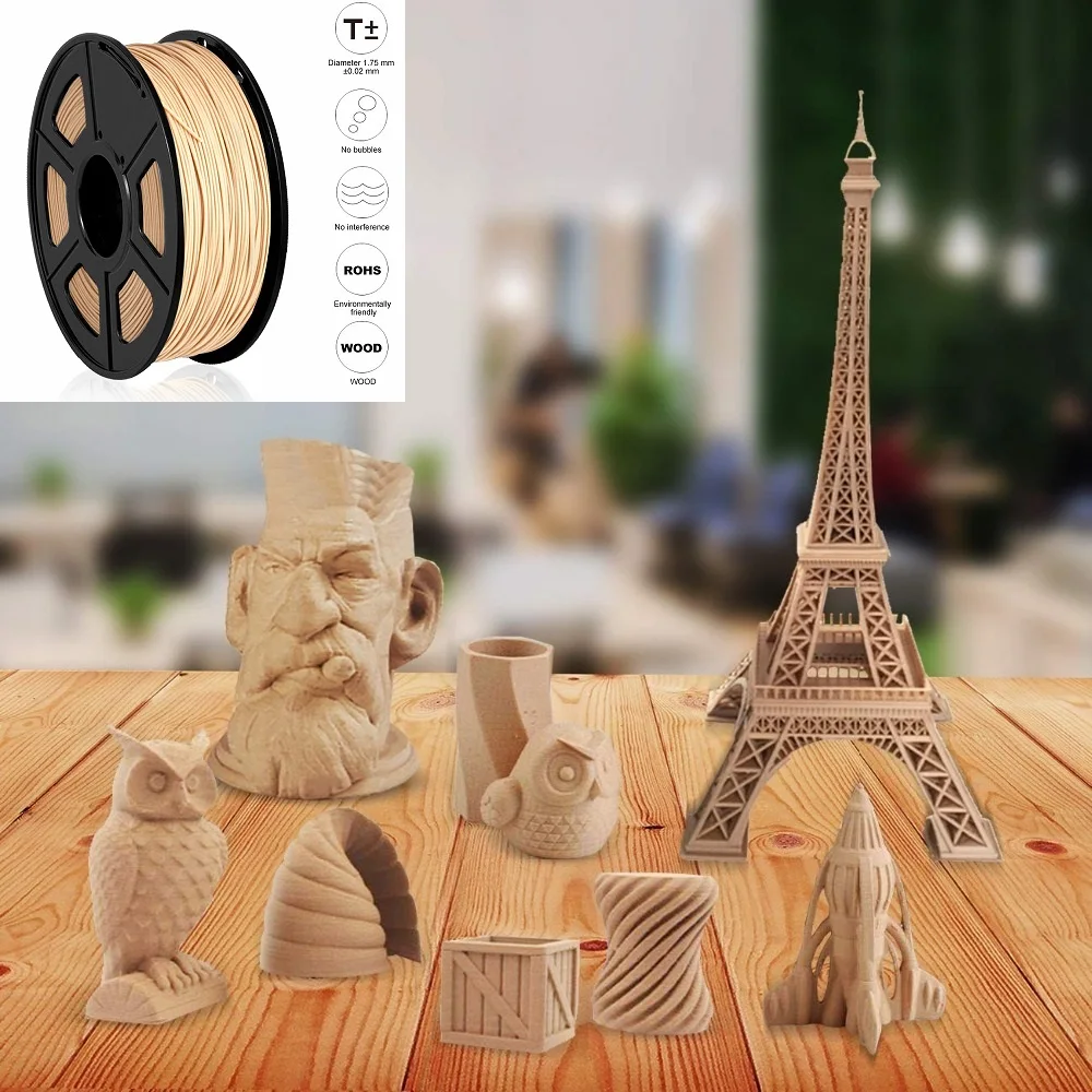 

PLA 1.75mm 1kg Wood 3.0mm 3D Printer Pen Filament Resin Plastic Original Printing Material 2.2 LBS sublimation DIY creative