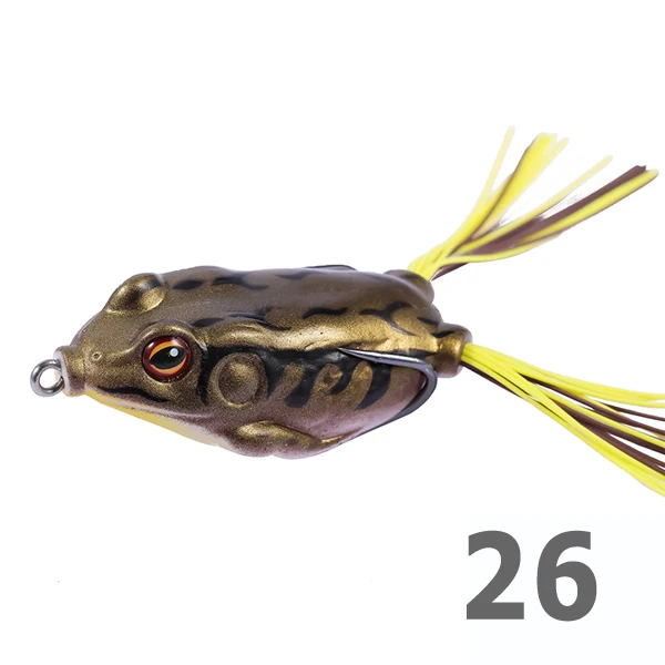 26 KASSYAA Topwater приманка для рыбы в виде мягкой лягушки Рыбалка 50 мм 9 г силиконовые Snakehead тройной крючок 55 мм 12 г качающийся, искусственный гольян кривошипная приманка - Цвет: 26