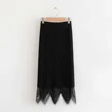 Модная осенняя и зимняя новая женская одежда с высокой талией, трикотажная кружевная юбка с обеих сторон