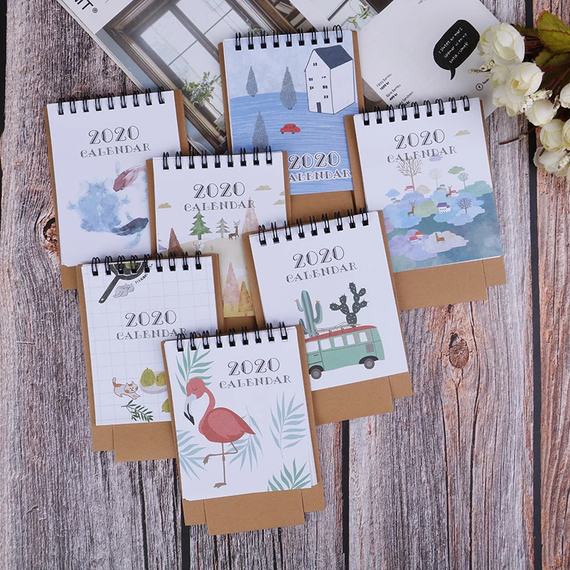 Ручной рисунок свежий мультфильм Мини Фламинго настольная бумага календарь двойной ежедневный планировщик стол планировщик годовой Органайзер дня