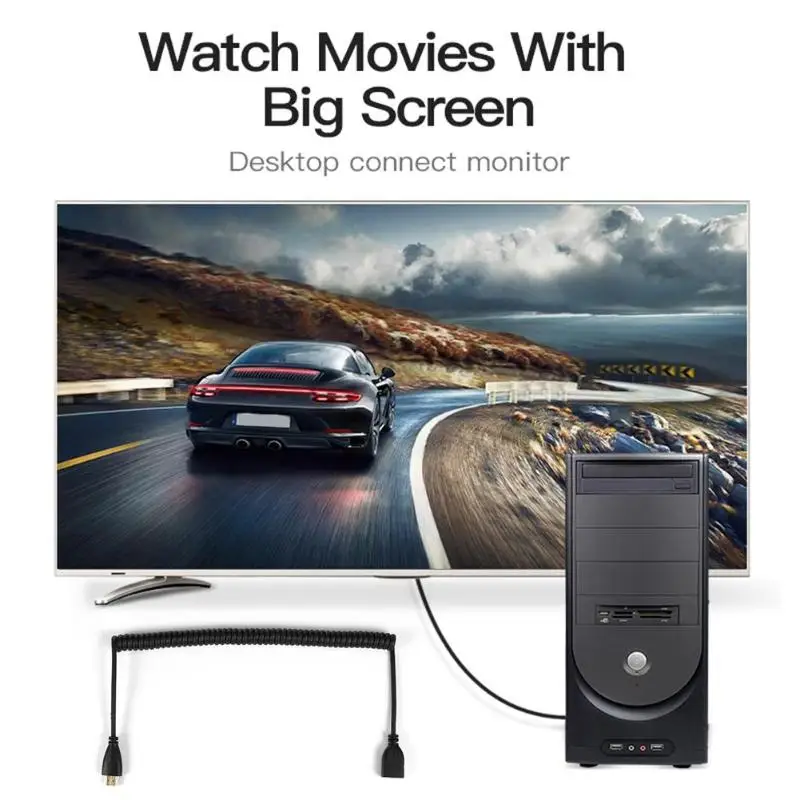 2 м эластичная спиральная пружина HDMI кабель для мужчин и женщин V1.4 1080P 3D провод шнур