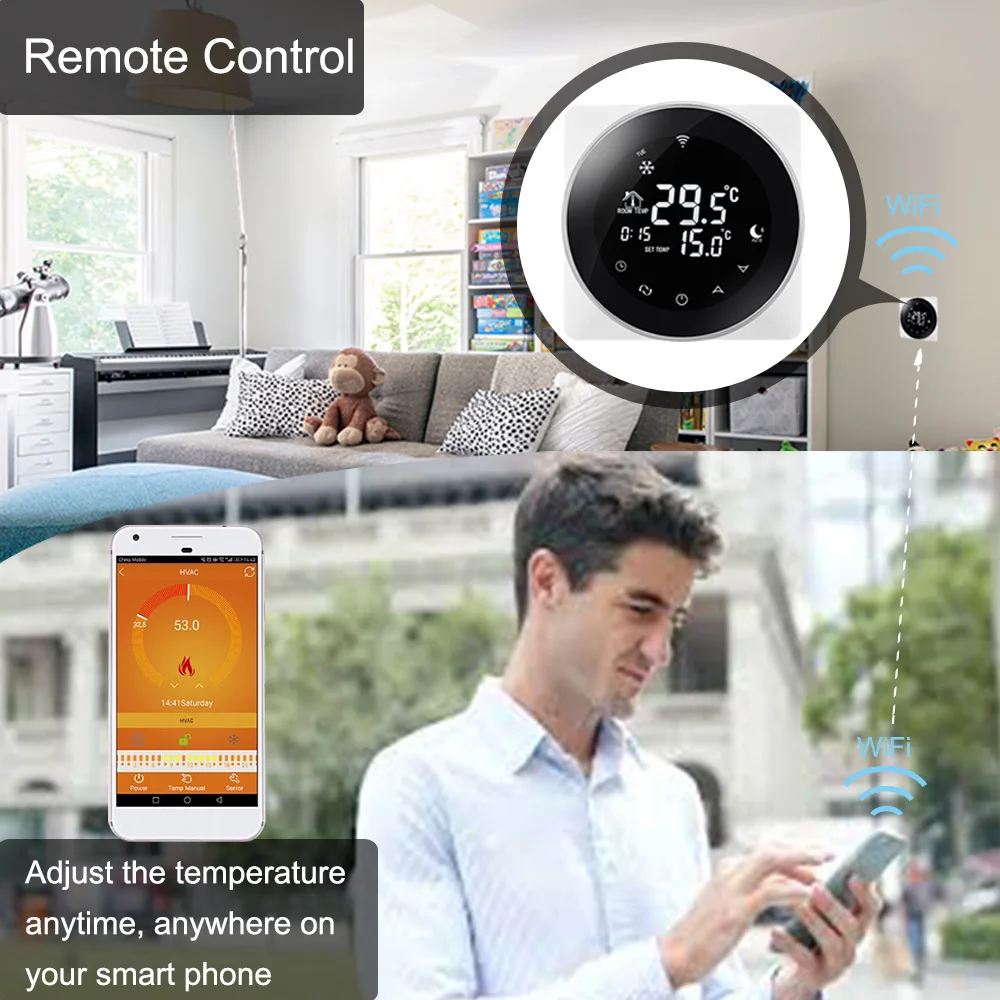 Beok беспроводной Wifi умный термостат для газового котла регулятор температуры Питание от USB работает с Google Home Alexa