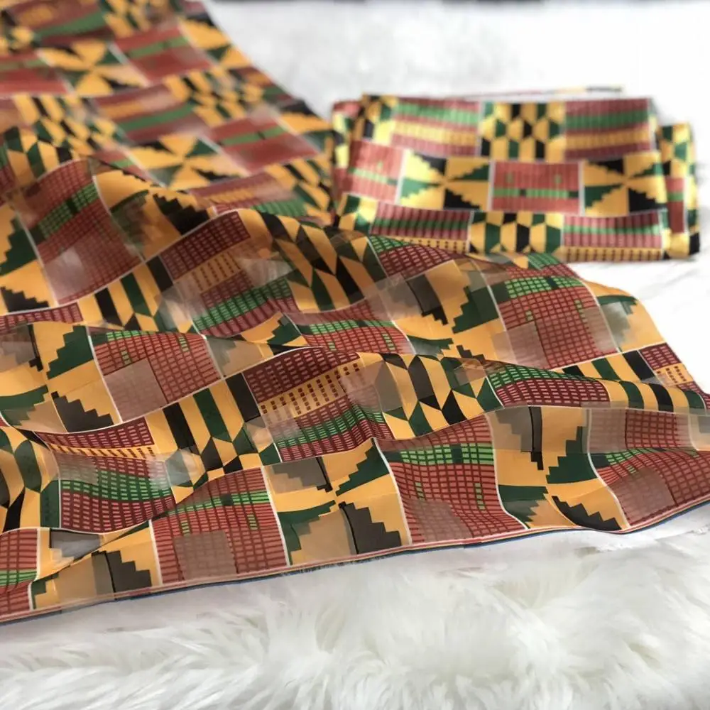 Горячая Распродажа, Gahna стильная атласная шелковая ткань с лентой из органзы, африканская восковая ткань с рисунком, Шелковый воск