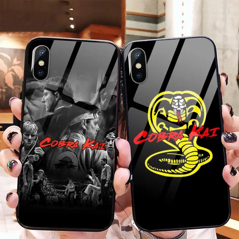 Чехол для телефона Cobra kai snake с американским ТВ закаленное стекло iPhone 11 12 mini pro XS MAX 8