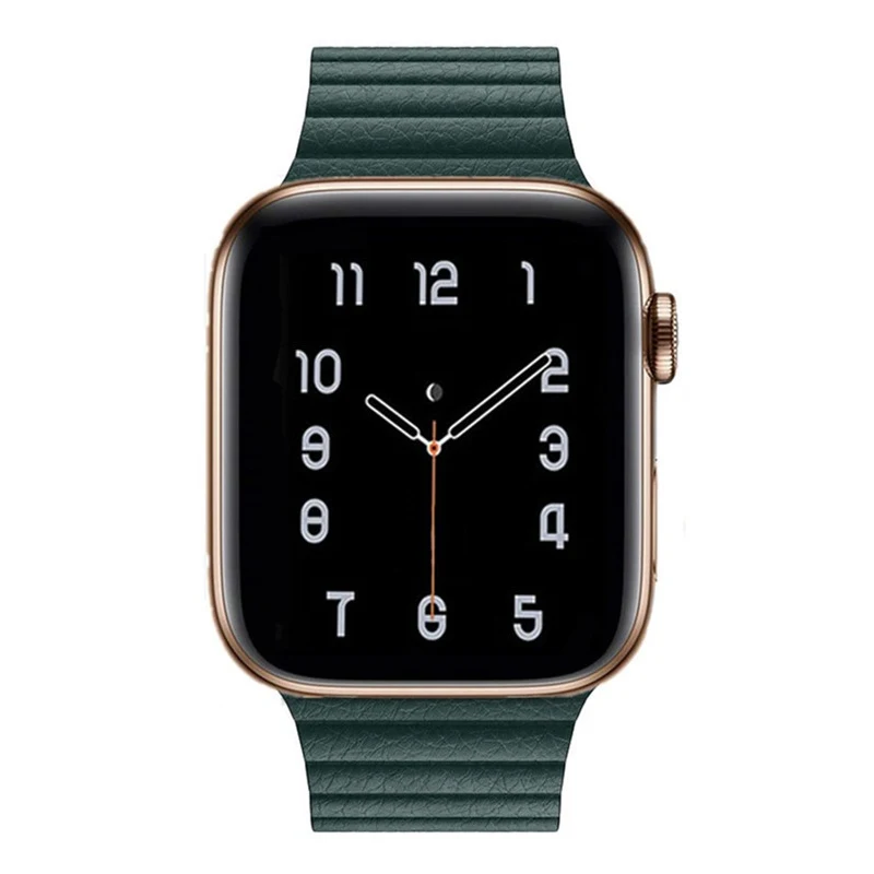 Pine forest green Кожаный ремешок-петля для Apple watch 4 5 с магнитной застежкой iwatch band 44 мм 40 мм 42/38 мм серия 5 4 3 2 Браслет из натуральной кожи - Цвет ремешка: Pine forest green