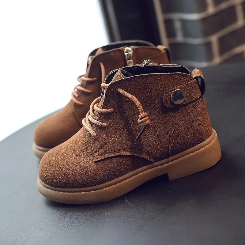 CYSINCOS Toddler Boys Winter Sneakers Genuine Leather Kids Boots Boys Snow Shoes Waterproof Warm Fur Children Ankle Boots