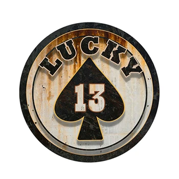 

2020 New Personality Lucky 13 Ace of Spades Rat Rod Gasser Rusty Funny Decal Motorcycle Waterproof Car Stickers,12cm*12cm