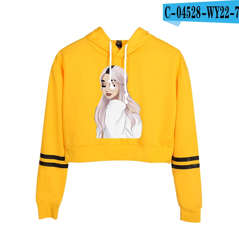 Список Ариана Гранде укороченный топ толстовки для женщин Kpop хлопок Harajuku высокое качество девушки розовый толстовки с капюшоном - Цвет: orange