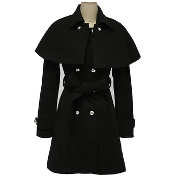 

Plus size 5XL!Autumn winter cloak woolen coat women thick double breasted slim overcoat