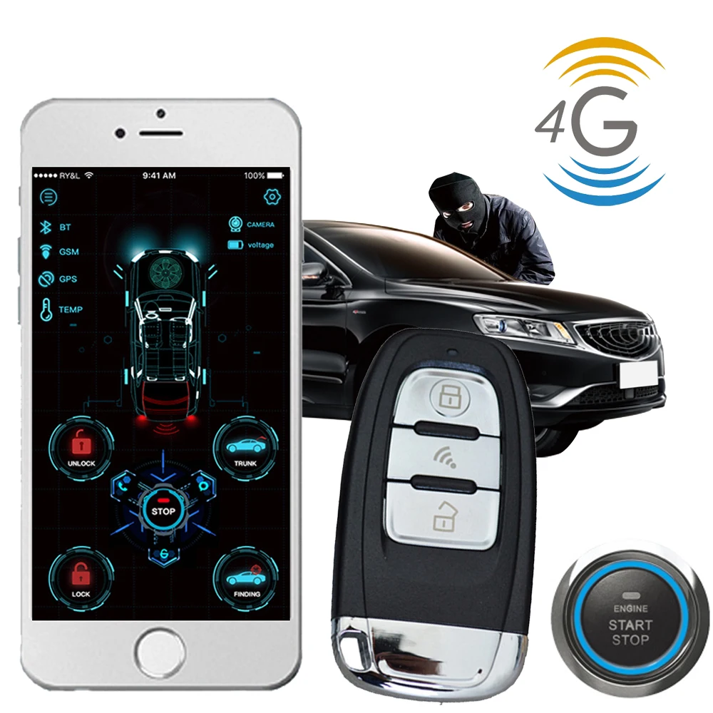 cardot 4g Keyless Entry gps gsm Smart Pke Remote Starter Start Stop Engine Car Alarm