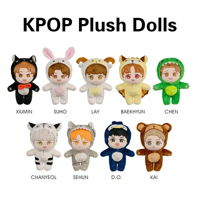 KPOP Exoes Plush Doll Stuffed Toys BAEKHYUN CHEN KAI LAY SEHUN D.O. CHANYEOL SUHO XIUMIN Korean Pop Star Fans Gifts high quality