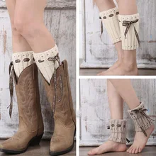La MaxPa/вязаные гетры для женщин, вязаные крючком кружевные сапоги с веревкой, манжета для ноги, теплые женские сапоги, носки женский зимний ботинок, топперы k2185