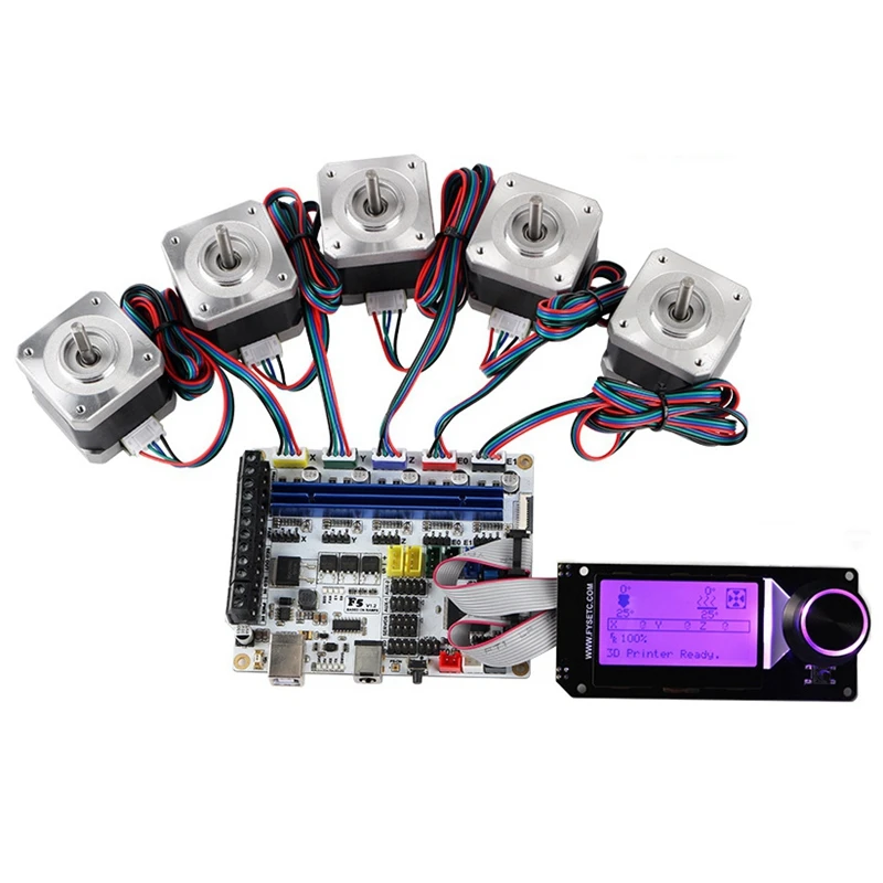 3D-принтер материнская плата F5V1.2+ Mini 12864 lcd+ 42 Шаговый двигатель x5 комплект Ramps1.4