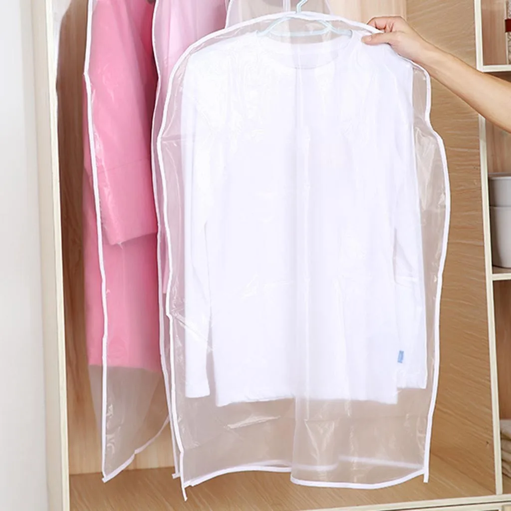 Пылезащитный чехол для одежды с белым краем на молнии,, домашний чехол для хранения, защищенный от вредителей, сумка на молнии, прозрачный PEVA чехол для T6