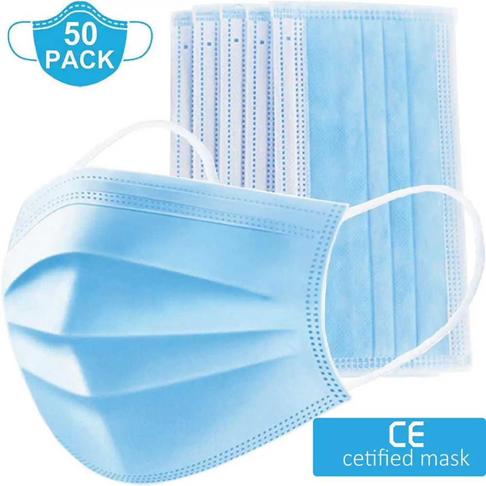 

50 PCs dustproof anti-foam anti-fog anti-pollen anti-COVID-19 3 layers non-woven disposable masks men's and women's face mask